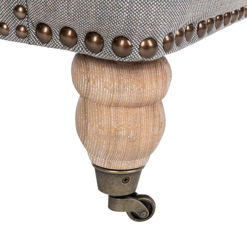 Colin Stone Grey Leather and Wood Contemporary Armchair