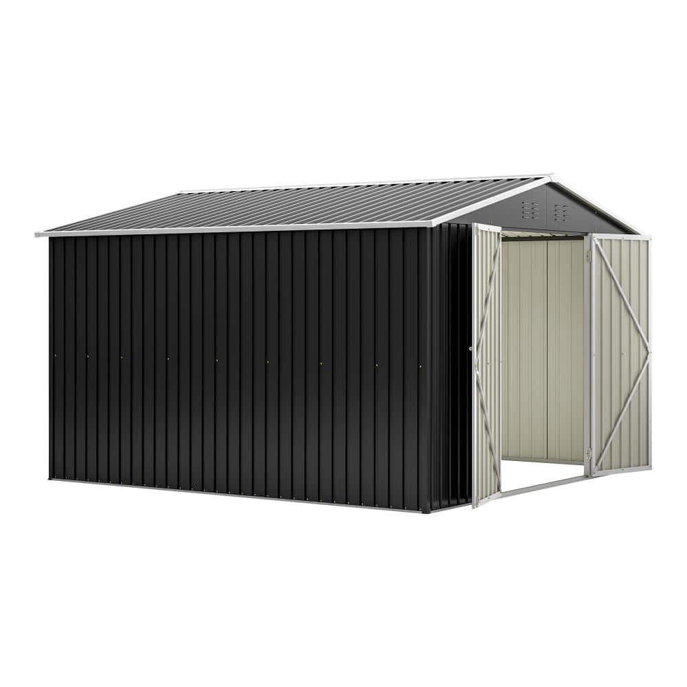10 ft. W x 10 ft. D Metal Outdoor Storage Shed with Lockable Doors for Backyard, Patio Lawn, Black (100 sq. ft.) price history on PriceWatchPro