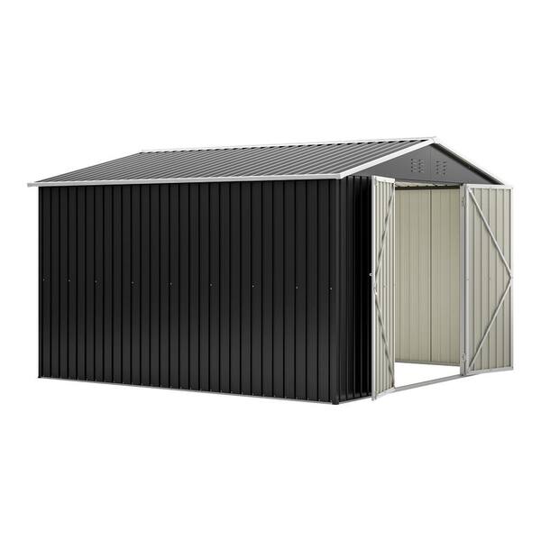 ToolCat 10x10 ft Outdoor Metal Storage Shed with Lockable Double