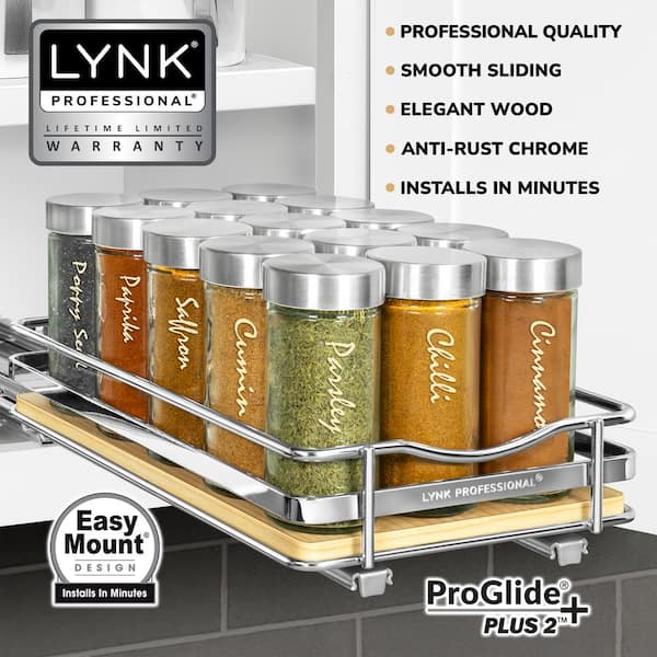 LYNK PROFESSIONAL Silver Metallic - Medium Spice Rack Drawer Organizer -  4-Tier Spice Rack for Kitchen Drawers, Spice Drawer Organizer 430411DS -  The Home Depot
