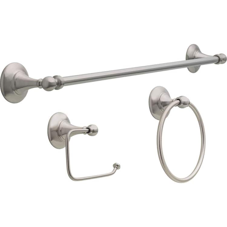 Delta Greenwich II 3-Piece Bath Hardware Set with 24 in. Towel Bar, Toilet Paper Holder, Towel Ring in Brushed Nickel