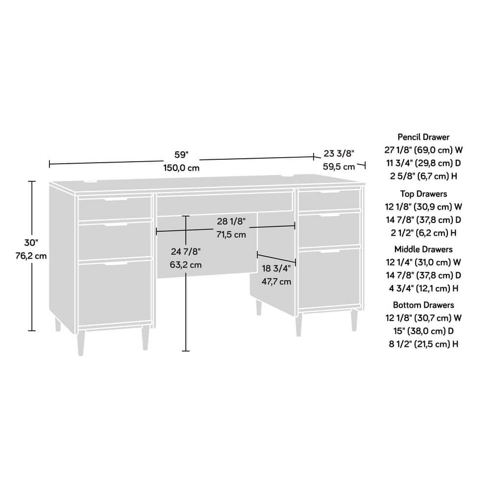 Clifford Natural Maple Executive Desk with Keyboard Tray and Filing Cabinet