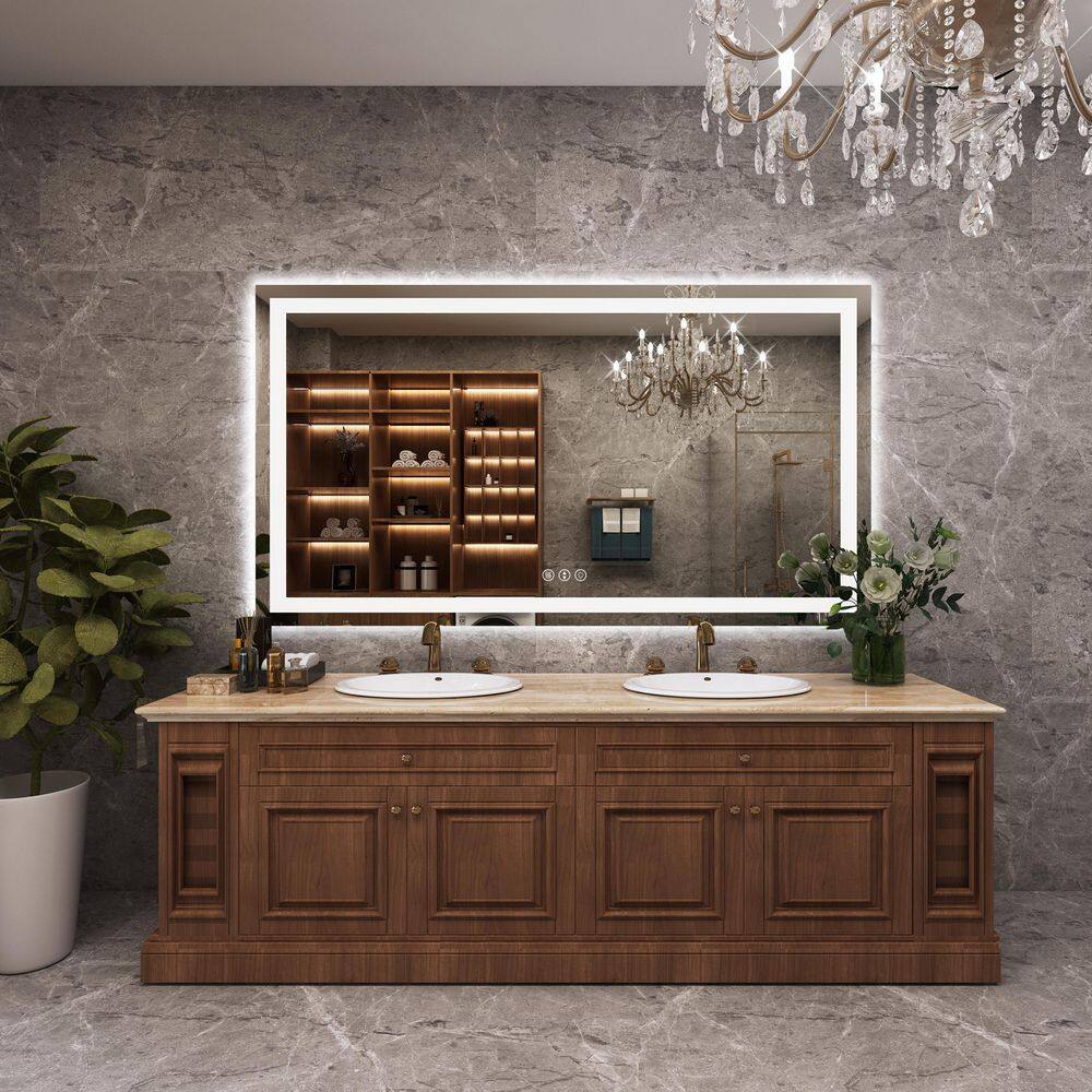 Klajowp 60 in. W x 36 in. H Rectangular Tempered Glass Frameless Anti