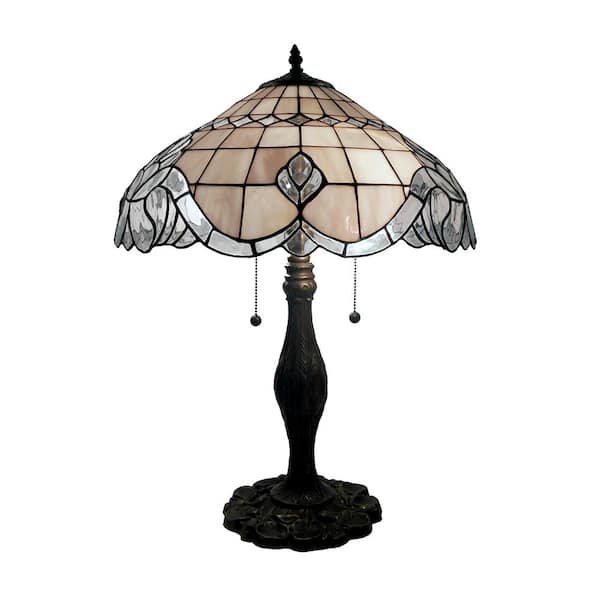 Warehouse of Tiffany 24 in. Bronze Table Lamp with Pearl White Baroque