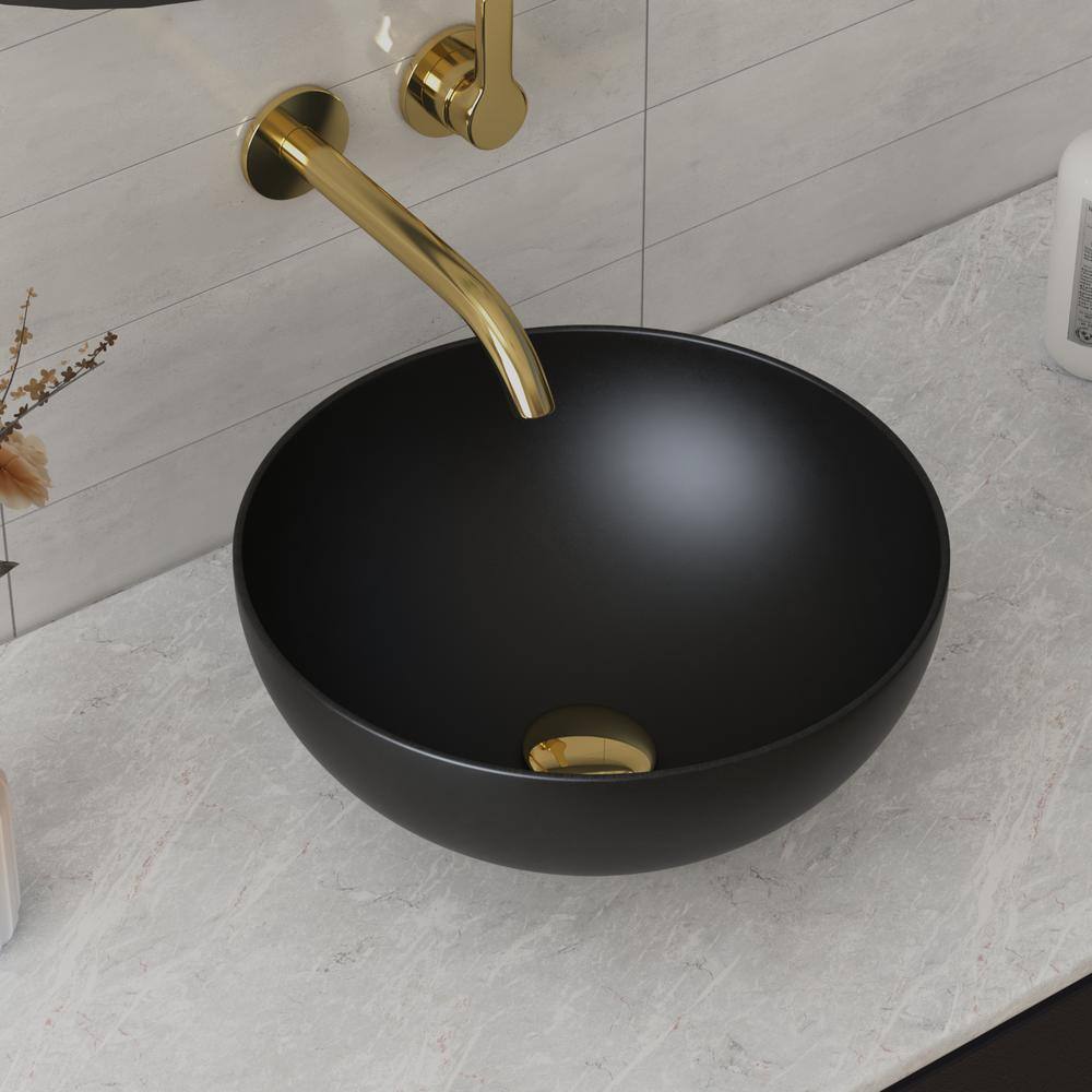 Matte Black Round Ceramic Above-Counter Vessel Sink