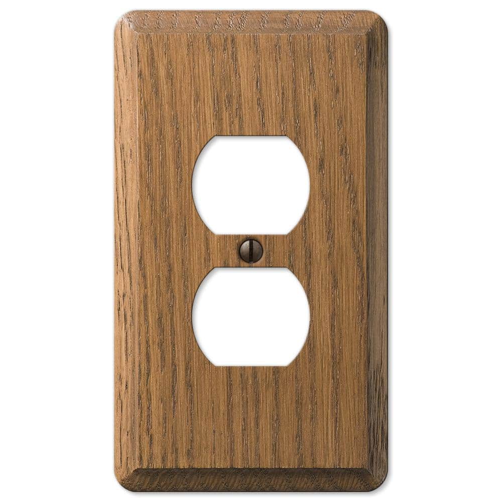 Amerelle Medium Oak 1-Gang Duplex Wood Wall Plate
