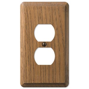 Contemporary Medium Oak 1-Gang Duplex Outlet Wood Wall Plate (4-Pack)