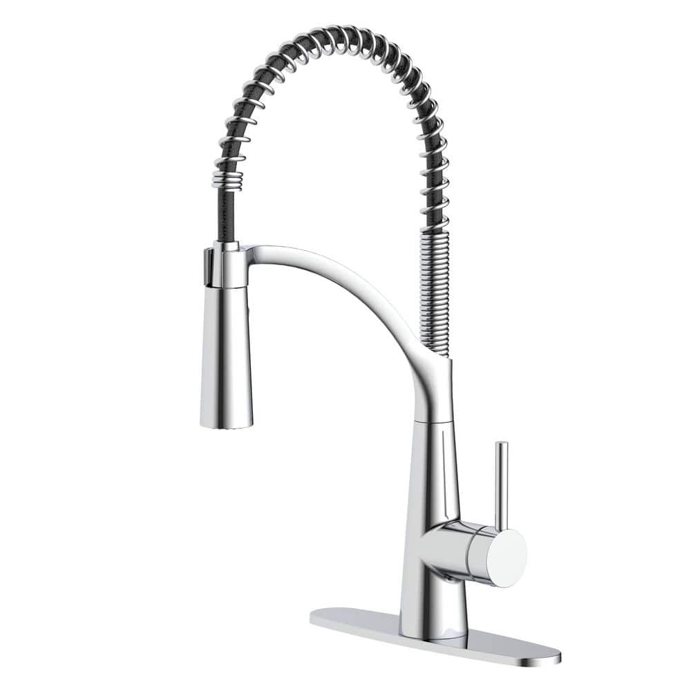 Glacier Bay Brenner Commercial Style Single Handle Pull Down Sprayer Kitchen Faucet in Chrome