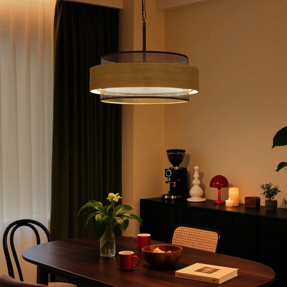 5-Light Black & Beige Gray Antique Textured Large Round Chandelier Height Adjustable Pendant Light for Kitchen Island price history on PriceWatchPro