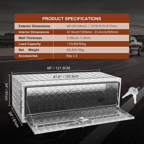 SKYSHALO Underbody Truck Box, 48x24x24in. Pickup Storage Box