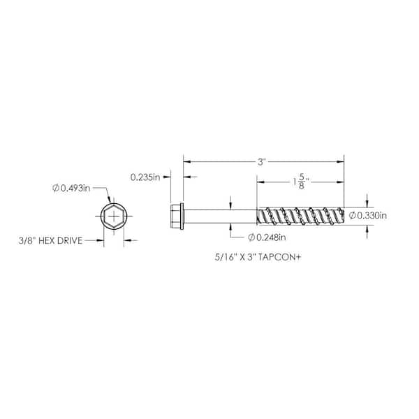 5/16 in. x 3 in. Hex-Washer-Head Large Diameter Concrete Anchors (15-Pack)