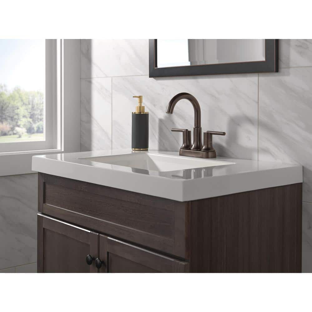 Modern Venetian Bronze Centerset Bathroom Faucet with Drain Assembly