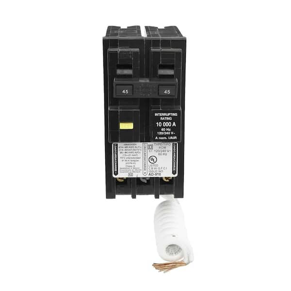 Square D Homeline 45 Amp 2-Pole GFCI Circuit Breaker