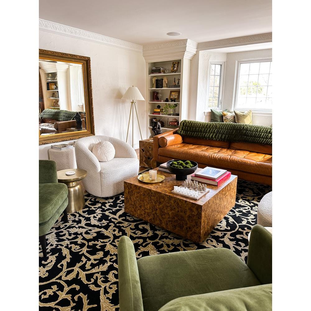 Chelsea Black and Olive Hand-Hooked Wool Area Rug