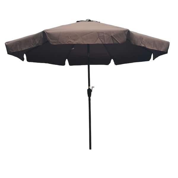 DIRECT WICKER Viraha 10 ft. Market Round Umbrella Outdoor Garden Patio Umbrella with Coffee Coast