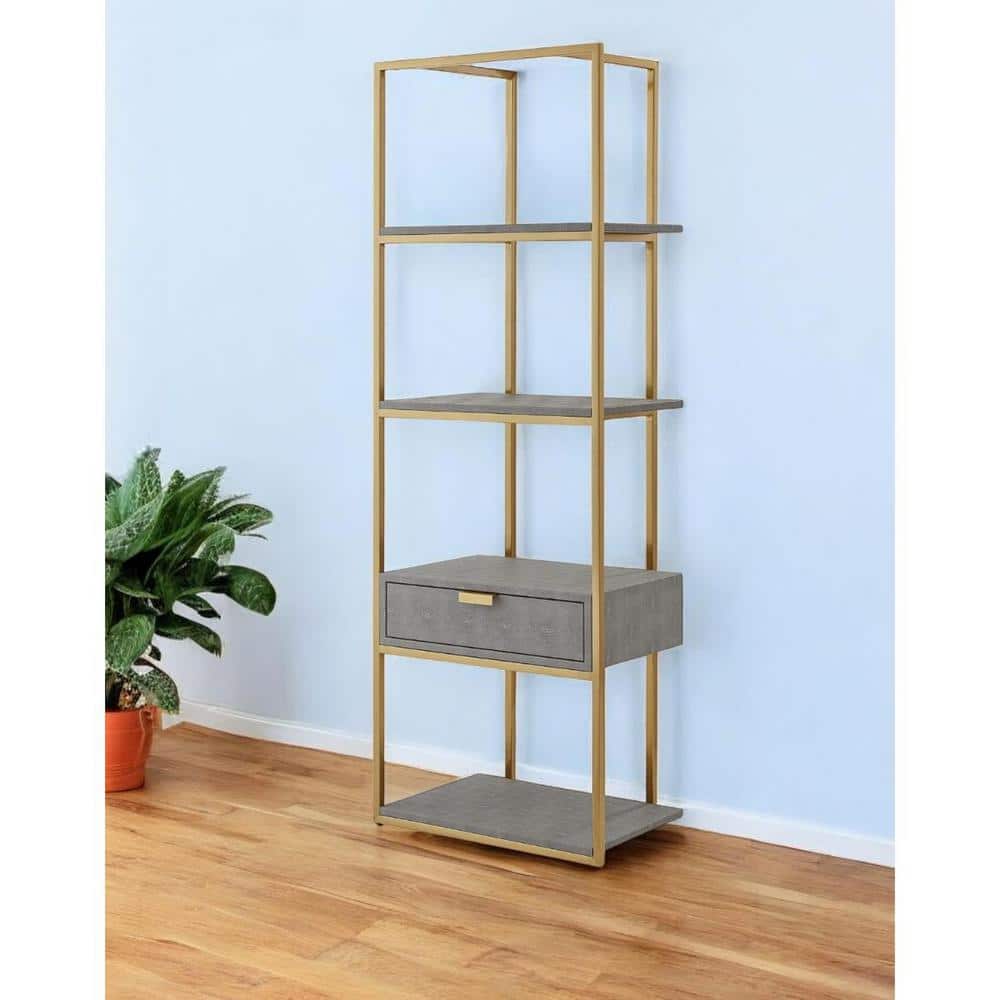68 in. Tall Gray Steel 4-Shelf Standard Bookcase with Drawers price history on PriceWatchPro