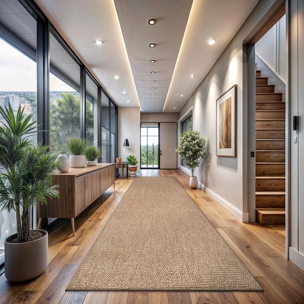 Easy Jute Brown 2 ft. x 7 ft. Woven Indoor Outdoor Area Rug