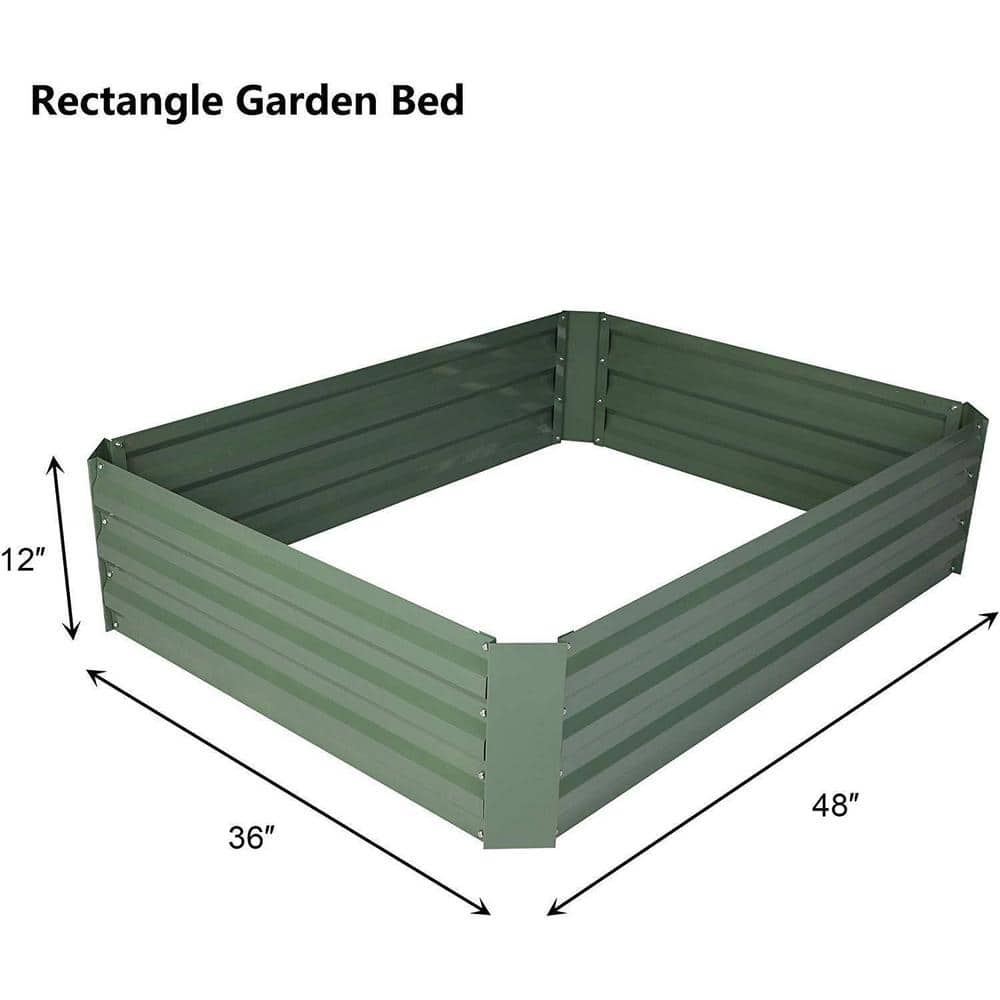 Rectangular Green Galvanized Steel Raised Garden Bed