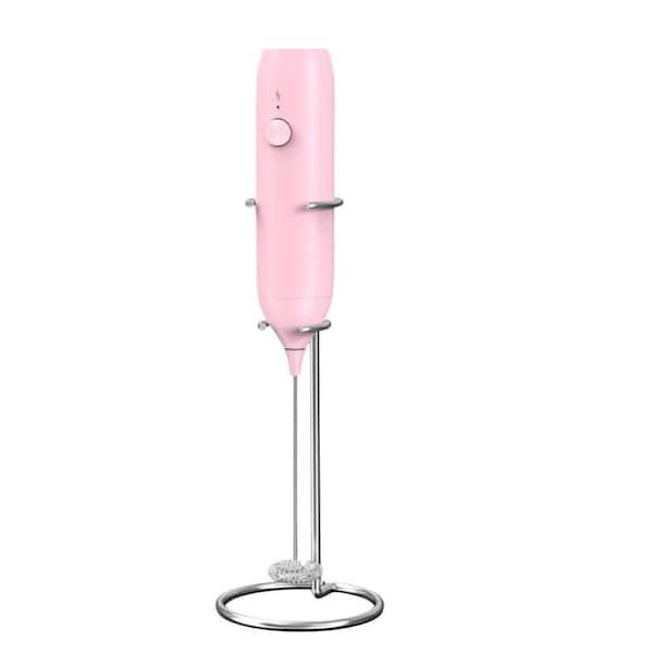 Rechargeable Handheld Milk Frother with Electric for Coffee, Cappuccino, Lattes, Frappe, Matcha, and Hot Chocolate, Pink