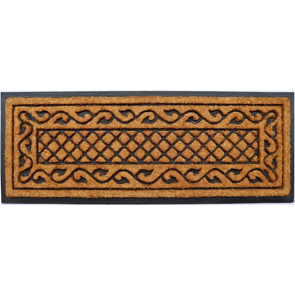 Natural Brushed Rubber Backed Vine Border 47 in. x 18 in. Coir Door Mat