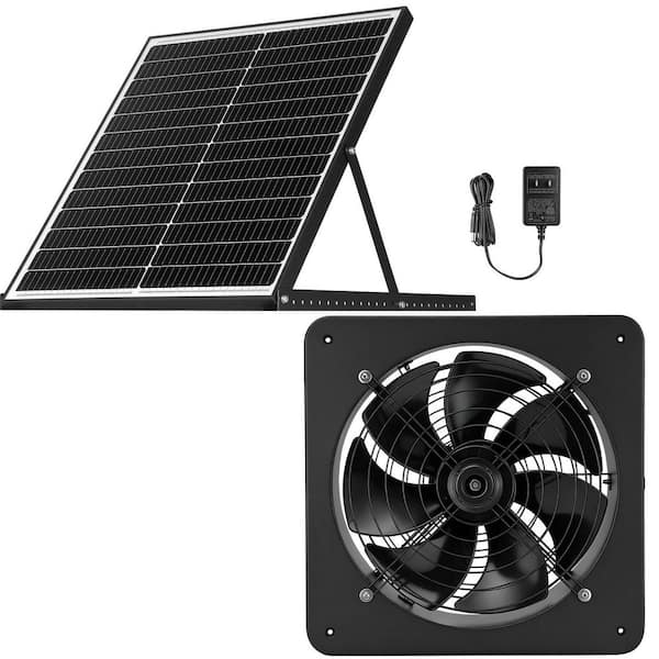 1200 CFM 35-Watt Solar Powered Wall Mount Gable Roof Vent Exhaust Fan, Auto On/Off Thermostat, Weather Resistant