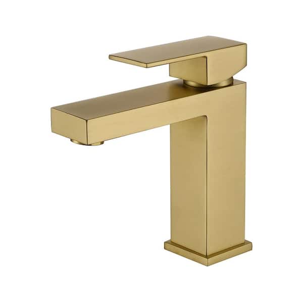 Tahanbath Gold Bathroom Faucet, Faucet for Bathroom Sink, Gold Single Hole Bathroom Faucet Modern Single Handle Basin Faucet