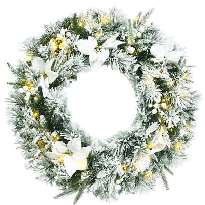 24 in. Pre-Lit Artificial Christmas Wreath
