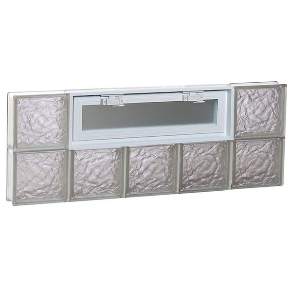 Clearly Secure 38.75 in. x 15.5 in. x 3.125 in. Frameless Ice Pattern Vented Glass Block Window