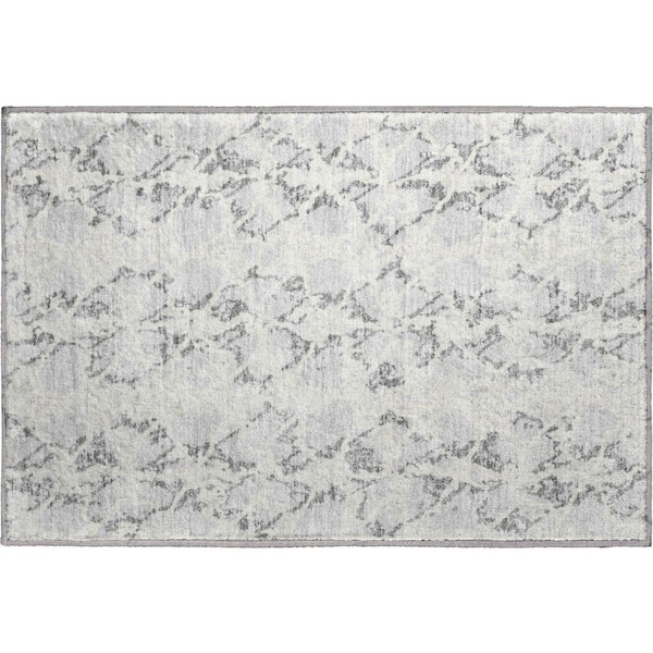 Mayfield Premium Machine Washable Abstract AMF969 Silver 1 ft. 8 in. x 2 ft. 6 in. Area Rug