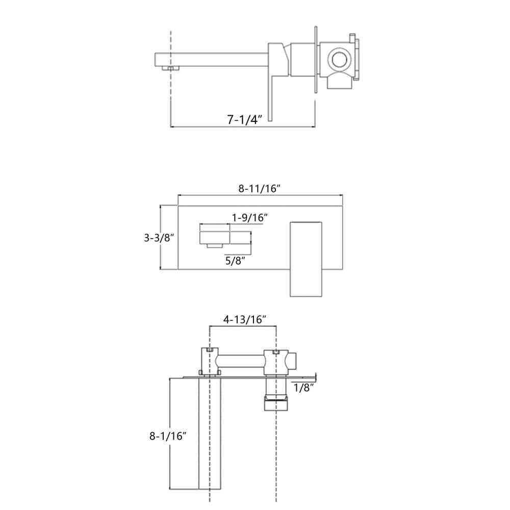 Brushed Nickel Single Handle Wall Mount Bathroom Faucet