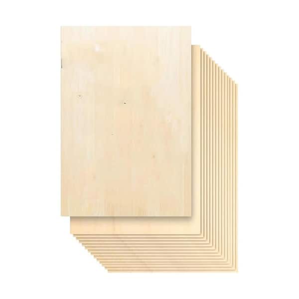 1/16 in x12 in x18 in Basswood Sheets Project Panel - 15-Pack Unfinished Wood Boards for Painting, Laser Cutting