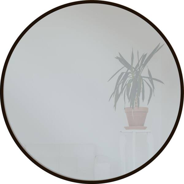 PTM Images 28 in. x 28 in. Dark Bronze Round Metal Mirror