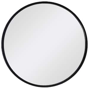 Thompson 27.6 in. W x 27.6 in. H Round Black Metal Framed Wall Mounted Bathroom Vanity Mirror