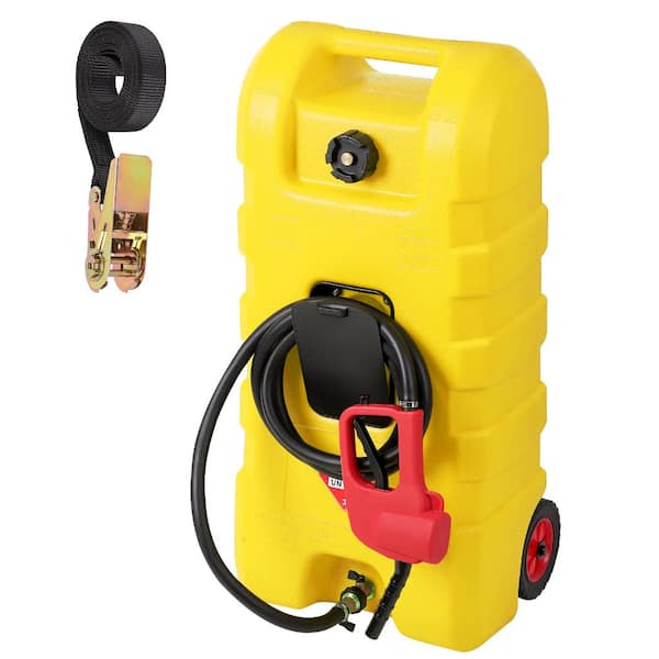 15 Gallon Fuel Caddy, Portable Gasoline Tank Container with Le Fluid Delivery Siphon Pump and 10ft Delivery Hose