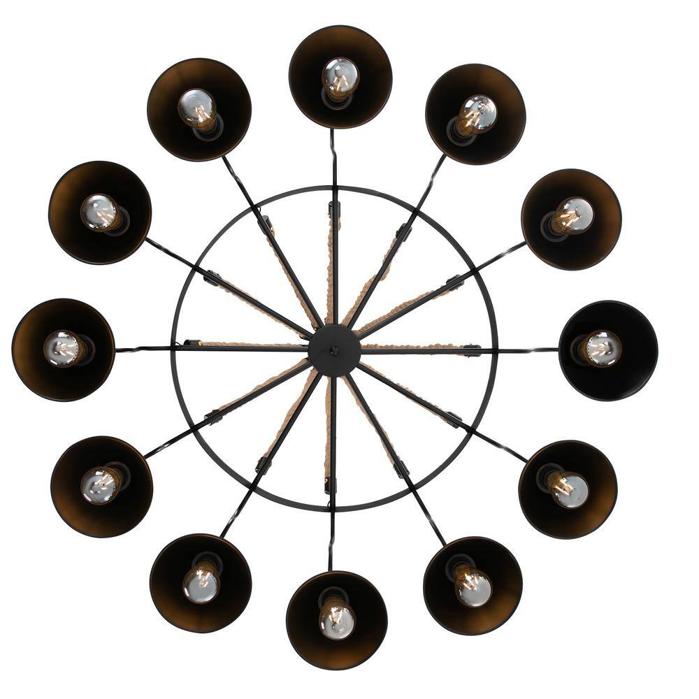 Black Metal 12-Light Geometric Island Chandelier