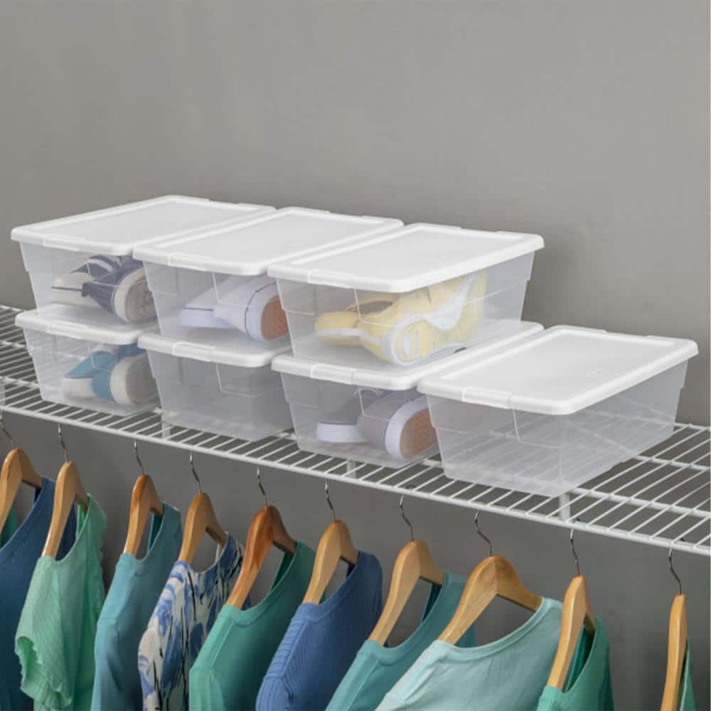 Clear Plastic Stackable Storage Box with White Lid, 14 in
