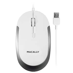 Silent USB Mouse Wired for Mac/PC, Compact Design, Optical Sensor and DPI Switch 800/1200/1600/2400 in White