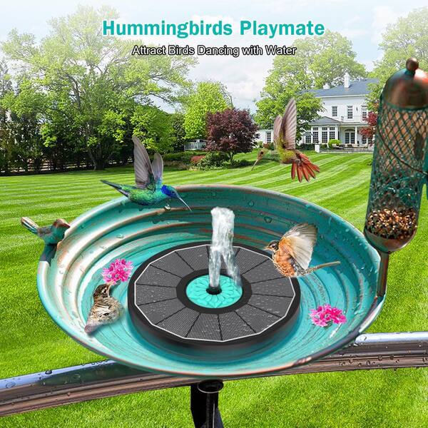 N/A Garden Accessory Solar Powered Cyan Flower Fountain with 7