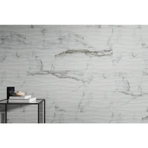 Sculpture Venato Wave 12.99 in. x 35.83 in. Glossy Marble Look Ceramic Wall Tile (12.928 sq. ft./Case)