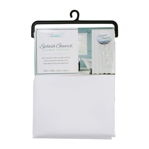 Bath Bliss 70 in. x 72 in. White Shower Curtain with Splash Guard