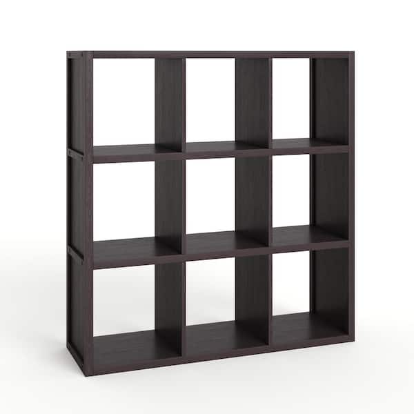 40.25 in. H x 37.75 in. W x 11.75 in. D Espresso Solid Wood 9-Cube Storage Organizer