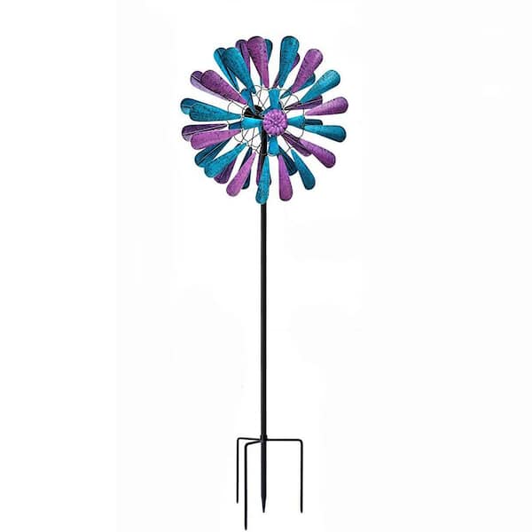 TIRAMISUBEST Outdoor Garden Blue&Purple Windmill Wind Spinner