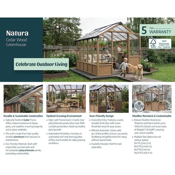 CANOPIA by PALRAM Natura 8 ft. x 22 ft. Cedar Wood/Clear