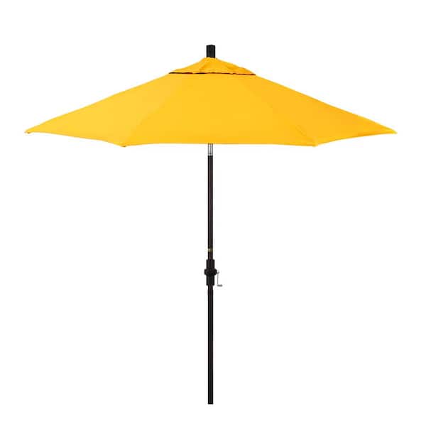 California Umbrella 9 ft. Bronze Aluminum Market Patio Umbrella with Fiberglass Ribs Crank and Collar Tilt in Dandelion Pacifica Premium