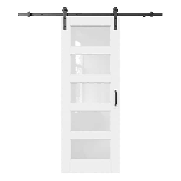 ARK DESIGN 28 in. x 96 in. 5-Lite Tempered Frosted Glass White Primed ...