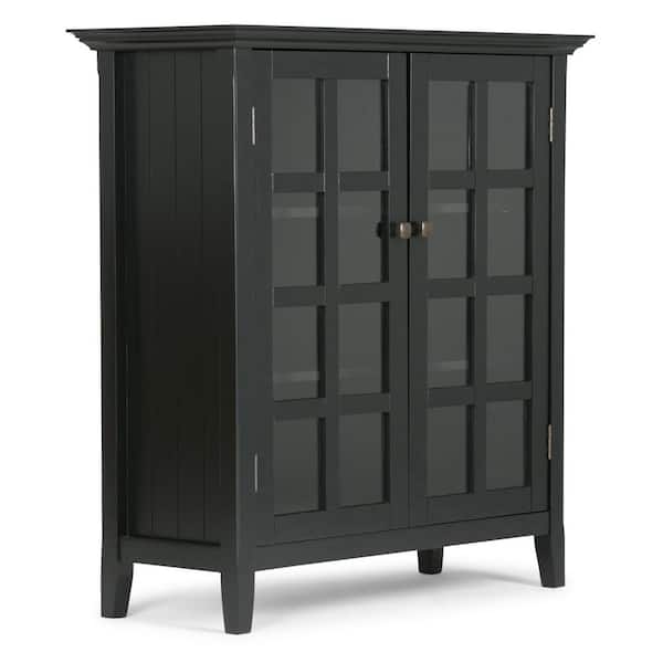 Brooklyn + Max Brunswick Solid Wood 39 in. Black Wide Rustic Medium Storage Cabinet