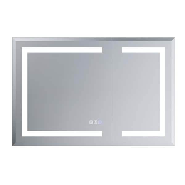 Hans 36 in. W x 24 in. H Rectangular Recessed or Surface-Mount Aluminum Bathroom Medicine Cabinet with Mirror