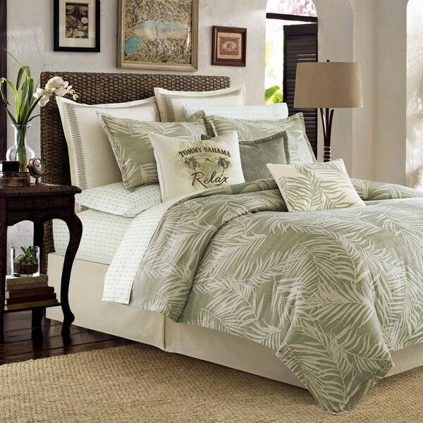 Tommy Bahama Palms Away 3-Piece Green Botanical King Duvet Cover Set