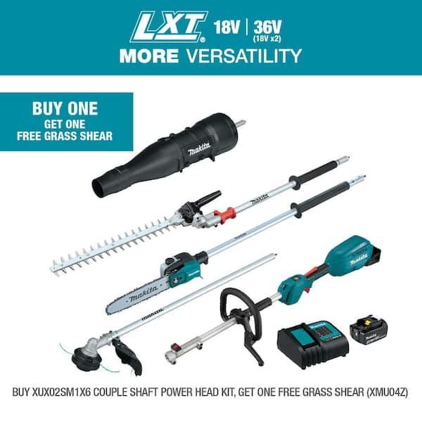 18V LXT Couple Shaft Power Head Kit w/String Trimmer, Pole Saw, Articulating Hedge Trimmer & Blower Attachments, 4.0Ah