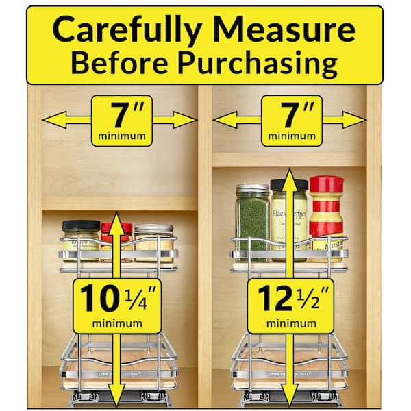 Lynk Professional Slide Out Double Spice Rack Upper Cabinet Organizer - 4 Wide